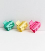 New Look 3 Pack Green Yellow and Pink Matte Square Claw Clips